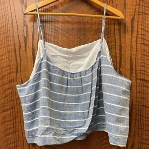 Universal threads chambray striped‎ crop crossover back camisole top